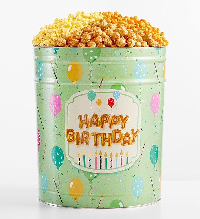 Birthday Wishes 6 1/2 Gallon 3 Flavor Popcorn Tin